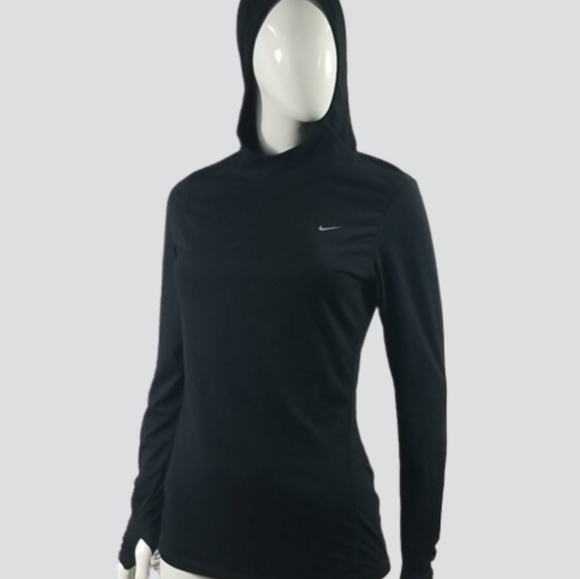 Nike Tops - Nike Dri-Fit Lightweight Black Hooded Running Top